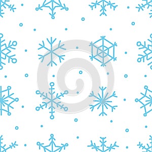 Various blue snowflake seamless pattern winter concept
