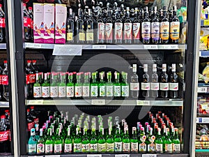 Various brands of Thai alcoholic beverages, Soju, wine to the store.