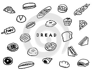 Various bread line drawing icon set