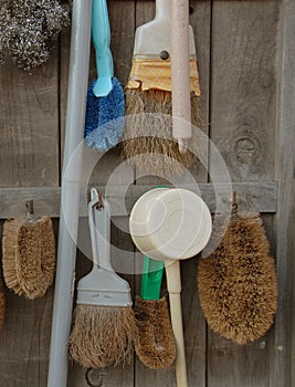 Various brushes and scrubbers