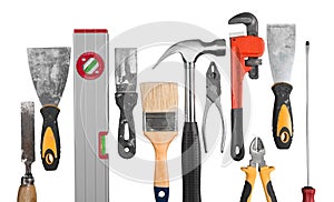 Various Building tools isolated on white