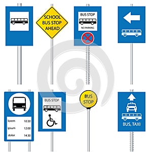 Various bus stop signs