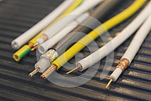 Various cables for TV and Internet large plugin