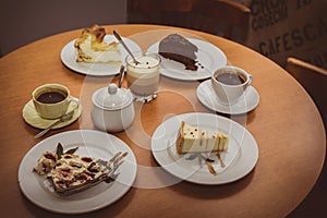 Desserts in a cafe