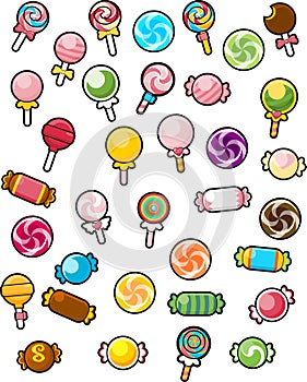 Various Candy Illustration in White Background