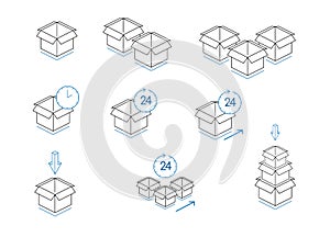 Various of cardboard boxes isolated on white background