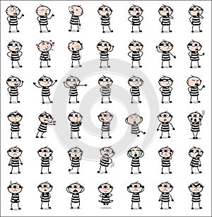 Various Cartoon Thief - Set of Concepts Vector illustrations