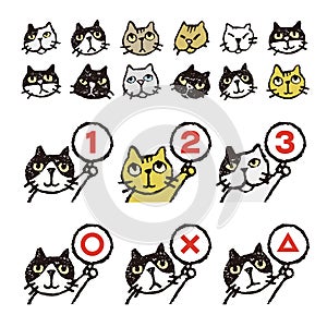 Various cat's, face, ranking, illustration