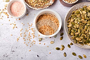 Various cereals and grains in bowls