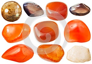 Various chalcedony and carnelian gem stones