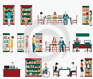 Various character of people in Bookstore or library