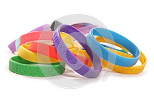 Various charity wristbands cutout