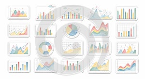 Various charts and graphs with white background
