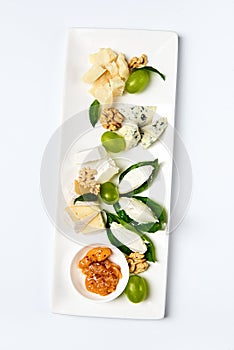 Various cheese type dish served luxery, isolated