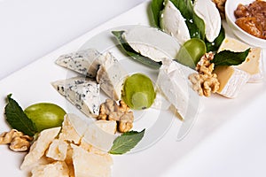 Various cheese type dish served luxery, isolated