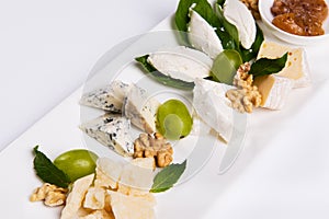 Various cheese type dish served luxery, isolated