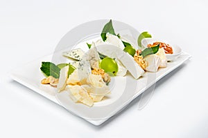 Various cheese type dish served luxery, isolated