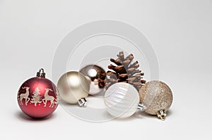 Christmas Tree Ornaments on a White Background