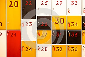 various closed lockers for personal items