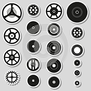 Various cogwheels parts of watch movement stickers
