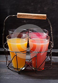 Various cold drinks in a glasses