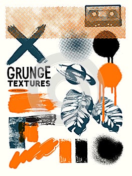 Various Collection Of Grunge Paint And Spray Paint Shapes