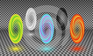 Various color portals isolated on transparency background