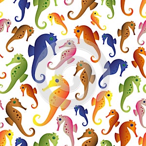 Various color seahorses icons set seamless pattern eps10 photo