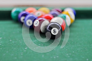 billiards balls on table game photo