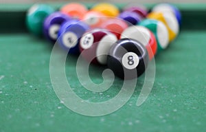 billiards balls on table game photo