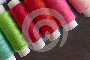 Various colored threads used for clothing repair and arts and crafts