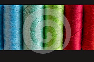 Various colored threads used for clothing repair and arts and crafts