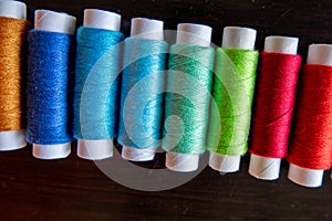 Various colored threads used for clothing repair and arts and crafts