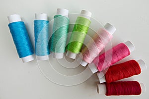 Various colored threads used for clothing repair and arts and crafts