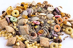 Various and colorful cereals, mixed for breakfast