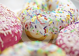 Colorful doghnut with sugar decoration photo