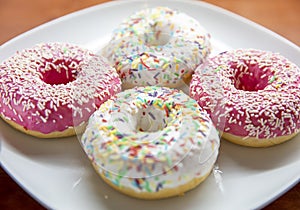 Colorful doghnut with sugar decoration
