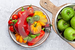 Various colorful garden tomatoes