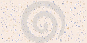 Various Colorful Random Randomly Placed, Sized and Oriented Letters Pattern - Texture, Background