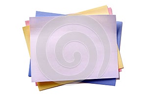 Various colors sticky post note isolated white background