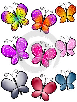 Various Colourful Butterflies Clip Art