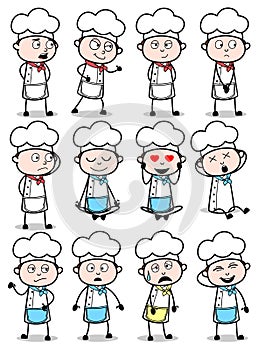 Various Comic Chef Poses - Set of Concepts Vector illustrations