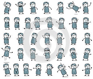 Various Comic Poses of Priest Monk - Set of Concepts Vector illustrations