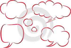 red black colorful comic style speech bubbles set
