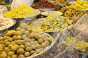 Various compote fruit, Thai dessert in market.