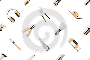 Various construction tools on an isolated background.