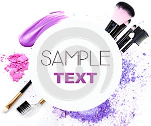Various cosmetics isolated over white.