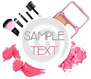 Various cosmetics isolated over white.