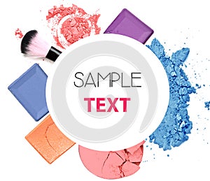 Various cosmetics isolated over white.