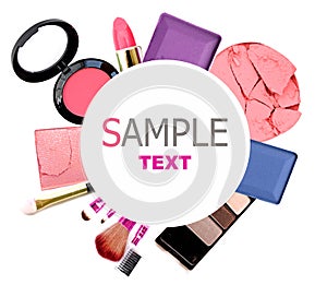 Various cosmetics .isolated over white.